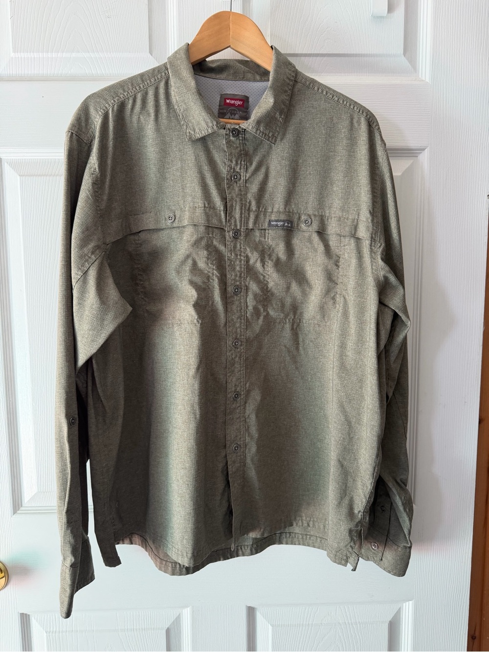 Wrangler Olive Green Lightweight Button-Up Shirt Jacket